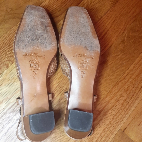 Vintage Sesto Meucci 90's Woven Stacked Heel Sandal  Tan  7.5 Sesto Meucci - Picture 4 of 4
